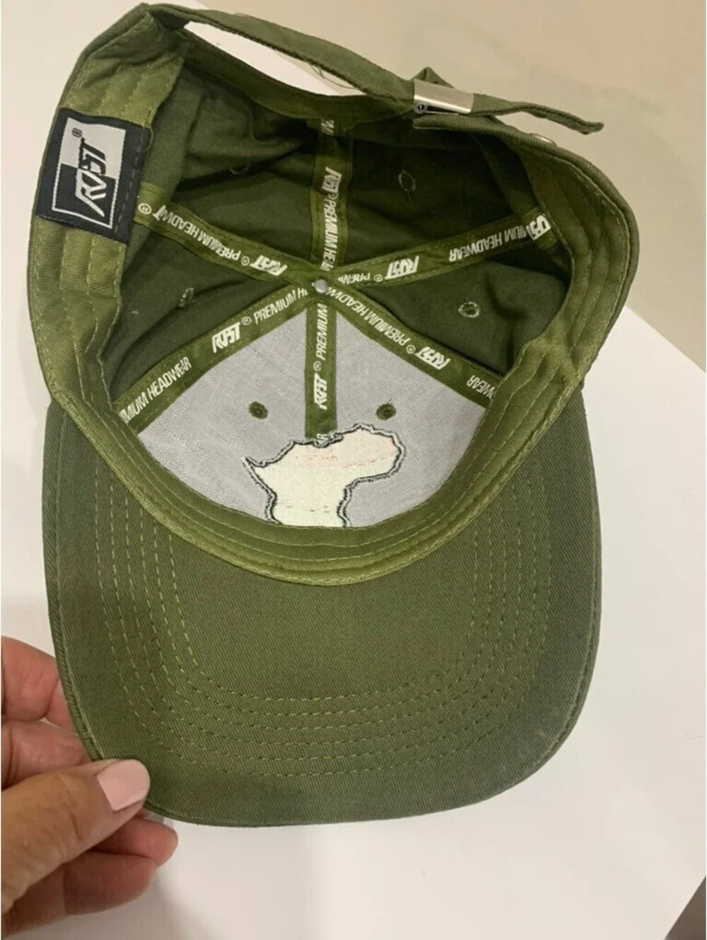 Re7 Premium Headwear Africa Pan African Embroidered Olive Green Adjust Cap Hat